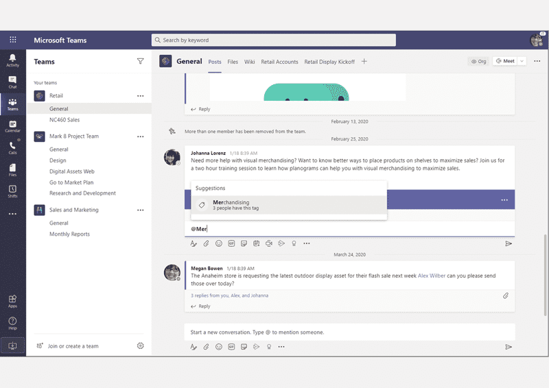 Comunique-se com as pessoas certas e rapidamente com as tags do Microsoft Teams